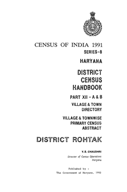 Village & Townwise Primary Census Abstract, Rohtak, Part XII-A & B