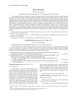 PLATANACEAE 悬铃木科 Xuan Ling Mu Ke Zhang Zhiyun (张志耘)1, Zhang Hongda (张宏达 Chang Hung-Ta)2; Nicholas J