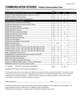 COMMUNICATION STUDIES Political Communication Track