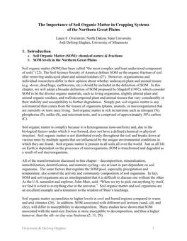 The Importance of Soil Organic Matter in Cropping Systems of the Northern Great Plains