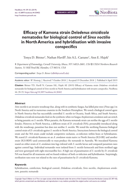 Efficacy of Kamona Strain Deladenus Siricidicola Nematodes for Biological Control of Sirex Noctilio in North America and Hybridisation with Invasive Conspecifics