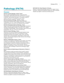 Pathology (PATH) 1