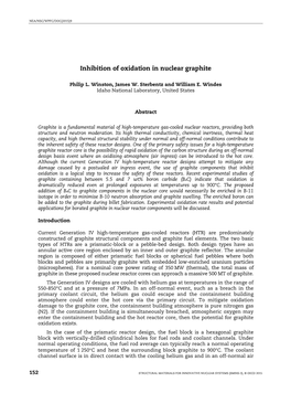 Inhibition of Oxidation in Nuclear Graphite