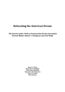 Relocating the American Dream. the America of the 1960S As Portrayed