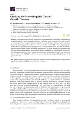 Cracking the Monoubiquitin Code of Genetic Diseases