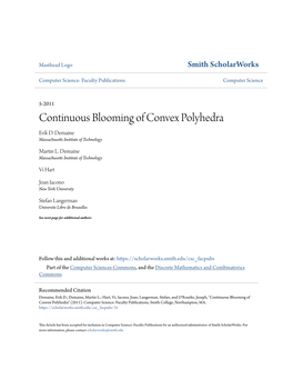 Continuous Blooming of Convex Polyhedra Erik D