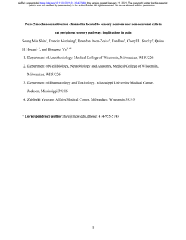 1 Piezo2 Mechanosensitive Ion Channel Is Located to Sensory