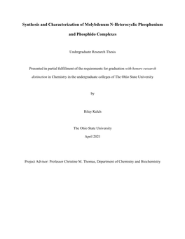 Synthesis and Characterization of Molybdenum N-Heterocyclic Phosphenium