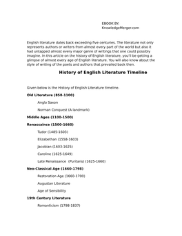 History of English Literature Timeline