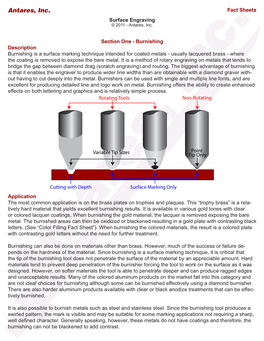 Antares, Inc. Fact Sheets Surface Engraving © 2011 - Antares, Inc