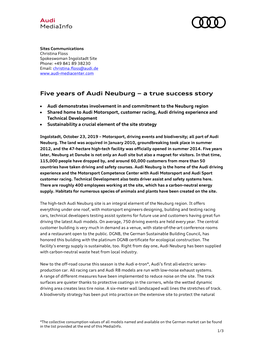 Five Years of Audi Neuburg – a True Success Story