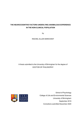 The Neurocognitive Factors Underlying Anomalous Experience in the Non-Clinical Population