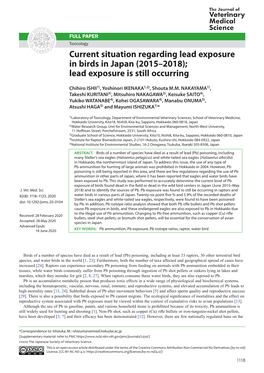 Current Situation Regarding Lead Exposure in Birds in Japan (2015–2018); Lead Exposure Is Still Occurring