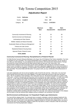 Tidy Towns Competition 2015