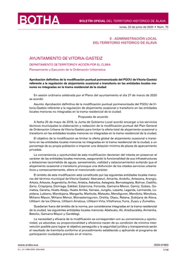 AYUNTAMIENTO DE VITORIA-GASTEIZ DEPARTAMENTO DE TERRITORIO Y ACCIÓN POR EL CLIMA Planeamiento Y Ejecución De La Ordenación Urbanística