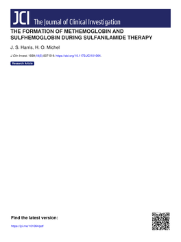 The Formation of Methemoglobin and Sulfhemoglobin During Sulfanilamide Therapy