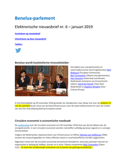 Benelux-Parlement Elektronische Nieuwsbrief Nr