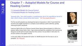 Chapter 7 – Autopilot Models for Course and Heading Control