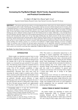 Increasing the Pig Market Weight: World Trends, Expected Consequences and Practical Considerations