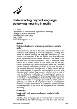 Understanding Beyond Language: Perceiving Meaning in Reality