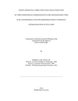 Design, Modeling, Fabrication and Characterization of Three-Dimensional Ferromagnetic-Core Solenoid Inductors in Su-8 Interposer