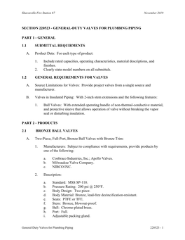 Section 220523 - General-Duty Valves for Plumbing Piping