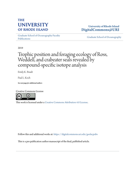 Trophic Position and Foraging Ecology of Ross, Weddell, and Crabeater Seals Revealed by Compound-Specific Isotope Analysis Emily K