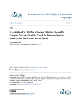 Investigating the Potential of Ancient Religious Sites in the Ethiopian Orthodox Tewhido Church for Religious Tourism Development: the Case of Kirstos Semra