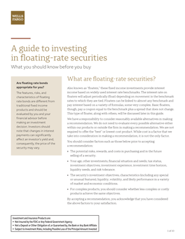 A Guide to Investing in Floating-Rate Securities What You Should Know Before You Buy