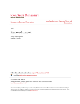 Removed: a Novel Molly Ann Magestro Iowa State University