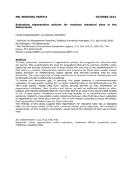 Evaluating Regeneration Policies for Rundown Industrial Sites in the Netherlands