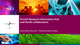 Finnish Research Information Hub and Nordic Collaboration