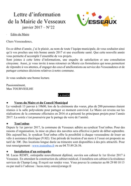 Lettre D'information De La Mairie De Vesseaux