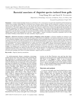 Bacterial Associates of Anguina Species Isolated from Galls Yang Chang WEN and David R