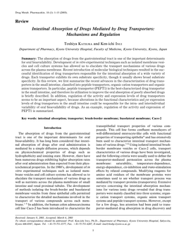 Review Intestinal Absorption of Drugs Mediated by Drug Transporters: Mechanisms and Regulation