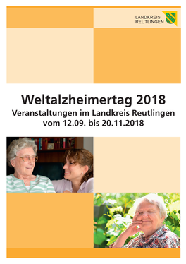 Weltalzheimertag 2018 Veranstaltungen Im Landkreis Reutlingen Vom 12.09