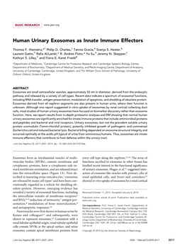 Human Urinary Exosomes As Innate Immune Effectors