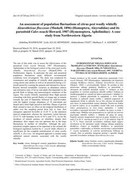 An Assessment of Population Fluctuations of Citrus Pest Woolly