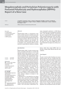 Megalencephaly and Perisylvian Polymicrogyria with Postaxial Polydactyly and Hydrocephalus (MPPH): Report of a New Case