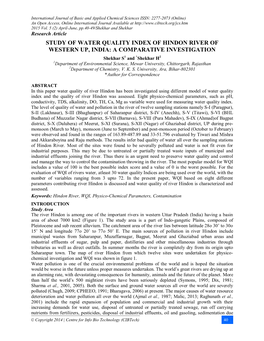 Study of Water Quality Index of Hindon River Of