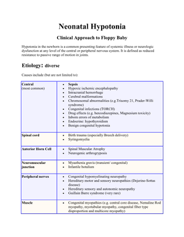 Neonatal Hypotonia