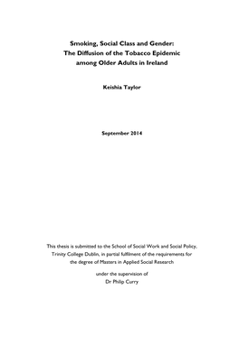 Smoking, Social Class and Gender: the Diffusion of the Tobacco Epidemic Among Older Adults in Ireland