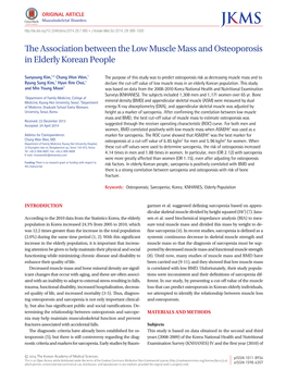 The Association Between the Low Muscle Mass and Osteoporosis in Elderly Korean People