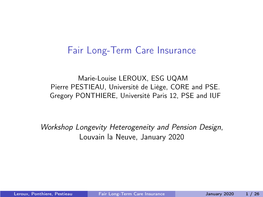 Fair Long-Term Care Insurance