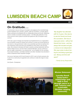 Lumsden Beach Camp