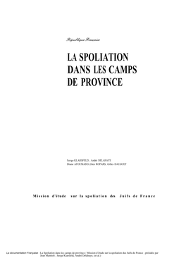 La Spoliation Dans Les Camps De Province