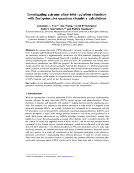 Investigating Extreme Ultraviolet Radiation Chemistry with First-Principles Quantum Chemistry Calculations