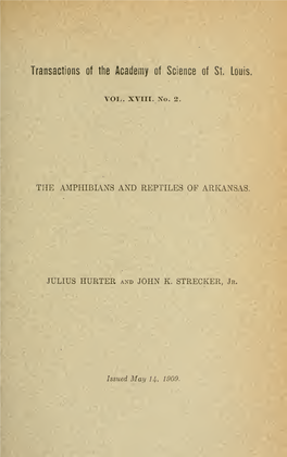 The Amphibuns and Reptiles of Arkansas