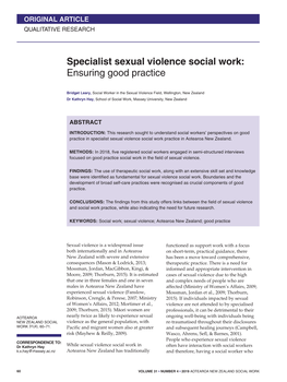 Specialist Sexual Violence Social Work: Ensuring Good Practice