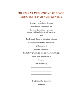 Molecular Mechanisms of Traf3- Deficient B Lymphomagenesis